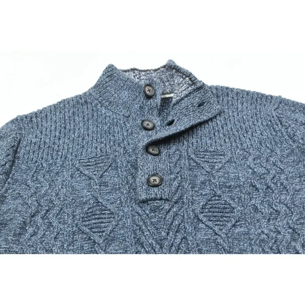 Carbon 2 Cobalt Cableknit Sweater Mens Large Blue Cotton Long Sleeve Pullover